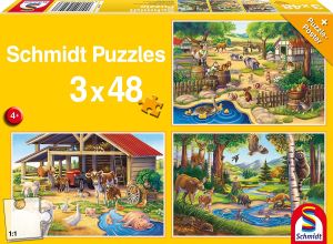 SCM56203 - Puzzle mes animaux préférés – 3x48 pièces