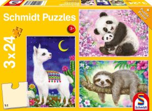 SCM56368 - Puzzle Panda Lama et Paresseux  - 3x24 Pièces