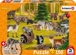 SCM56406 - Puzzle avec figurine des animaux sauvages SCHLIECH – 150 pièces