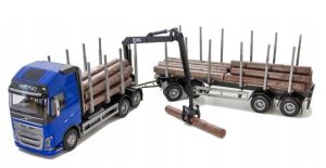 EMEK70304 - Camion bleu avec dolly et remorque 2 essieux transport de bois – VOLVO FH16 6x4