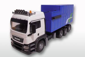 Camion porteur avec container à poubelle – MAN TGS LX 8x4 de couleur blanc