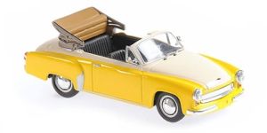 Voiture cabriolet de 1958 couleur jaune et blanche – WARTBURG A311