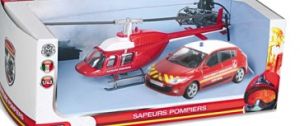 MDM57007B - Set avec hélicoptère et RENAULT Megane de pompier ECH HELICOPTERE ALEATOIRE