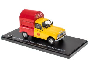 G110T030 - Voiture de couleur jaune et rouge publicitaire – RENAULT 4 fourgonnette