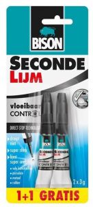 BIS3452 - Tube 2x3g de colle BISON Second Lijm pour céramique , plastique, métal....