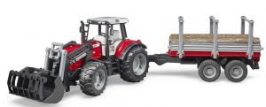 BRU2046 - Tracteur avec fourche Massey ferguson 7480  remorque à Bois