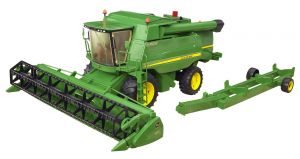 BRU2132 - JOHN DEERE T670i avec remorque de transport de la barre de coupe jouet BRUDER