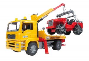 BRU2750 - Camion 4x2 MAN TGA dépannage avec Jeep jouet BRUDER