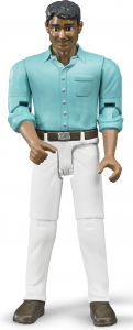BRU60003 - Personnage articulé homme avec chemise bleu et pantalon blanc jouet BRUDER
