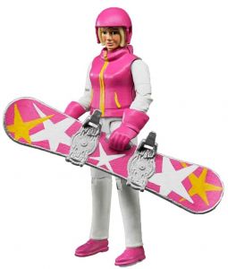 BRU60420 - Personnage articulé skieuse femme avec snowboard et accessoires jouet BRUDER