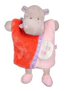 DC2784HIPPO - Doudou de la gamme marionnette - Hippopotame Petit secret de couleur Rose et Orange