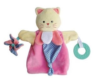 DC3005CHAT - Doudou de la gamme marionnette - Chat de couleur rose