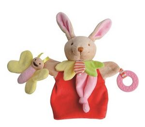 DC3005LAPIN - Doudou de la gamme marionnette - Lapin de couleur Rouge