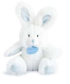 DC3106-BLEU - Doudou de la gamme TUTTI FRUTTI - Lapin avec hochet de couleur Bleu