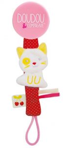 DC3424CHAT - Attache-sucette Vanille/fraise de la gamme LES ACCESSOIRES DE DOUDOU - Chat