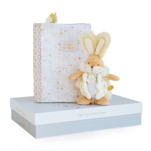 DC3497 - Coffret protège carnet de santé avec doudou de la gamme LAPIN DE SUCRE de couleur blanc