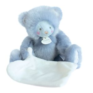 DC3553 - Doudou de la gamme TROP MIMI - Ourson de couleur bleu avec doudou