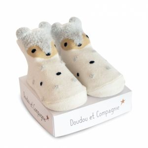 DC3705-01 - Chaussette de naissance petites oreilles de la gamme DOUDOU ET COMPAGNIE - Hérisson