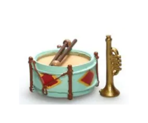 AKI0264 - Accessoire miniature pour maison de poupée tambour et trompette
