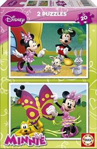 EDU15135 - Boîte de 2 Puzzles de 20 Pièces du dessin animé Mickey et ses amis -  Minnie