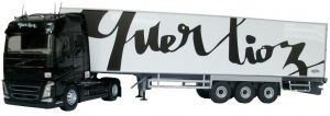 ELI116240 - Camion 4x2 VOLVO FH4 Globetrotter et remorque frigo CHERREAU aux couleurs transport Querlioz