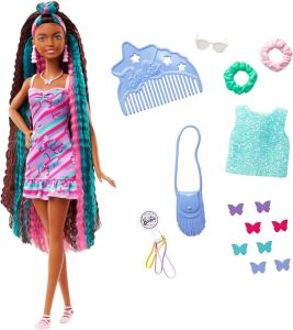 MATHCM91 - Poupée Barbie avec cheveux fantaisie papillons – Totally hair