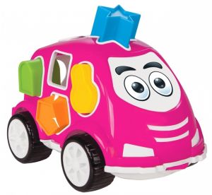 JAM460292 - Jouet éducatif pour enfant - Voiture de couleur rose avec formes