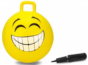 JAM460457 - Balle Smiley rebondissante avec pompe de couleur jaune