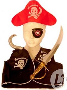 LPE50032 - Jouet pour enfant - Set de pirate - contient : un chapeau, un gilet, un épée et des accessoires
