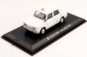 Taxi de la ville de Marseille SIMCA 1000 de 1962 de couleur blanche vendue en blister