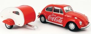 MCITY440032 - Voiture publicitaire VOLKSWAGEN Coccinelle de 1967 et caravane aux couleurs COCA COLA