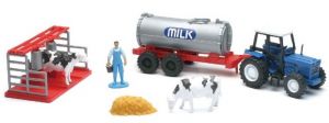 NEW04005B - Ensemble agricole avec tracteur et citerne machine à traire personnage et animaux