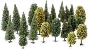 Ensemble en sachet de 25 arbres 15 sapins et 10 feuillus hauteurs 5-14 cm
