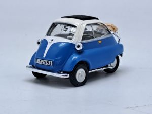 CAR12321 - Voiture de couleur bleu et blanche - BMW Isetta