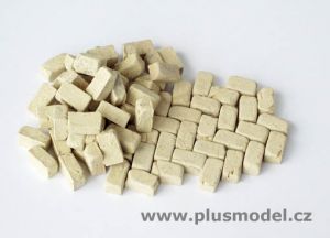 PLS137 - Lot de pavés miniatures rectangles couleur beige pour maquette