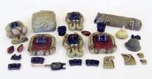 Ensemble de 25 pièces miniatures à peindre paquetages de soldats allemands première guerre de 14/18 pour maquette