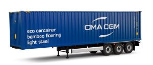 SOL2400507 - Container CMA CGM avec remorque porte container 3 Essieux