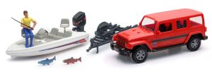 NEW37186 - Vehicule tout terrain JEEP avec remorque et bateau