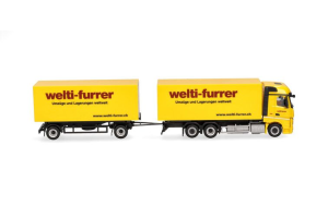 HER319355 - Camion avec caisse et remorque 1+1 essieux WELTI-FURRER – MERCEDES BENZ Actrois Bispace 6x4