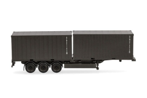 HER747240 - Remorque 3 essieux porte container avec 2 containers 20 pieds BUNDESWEHR