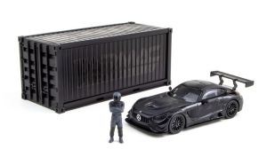T64-008-4A4B - Voiture avec container et figurine de couleur noire - MERCEDES AMG GT3 #3 2018