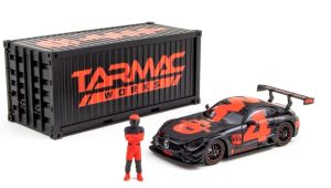 T64-008-4A4R - Voiture avec container et figurine de couleur noire et rouge - MERCEDES AMG GT3 #4 2018