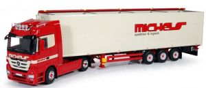 Camion 4x2 MERCEDES ACTROS LH MP3 et remorque 3 essieux Cargo Floor aux couleurs Michels