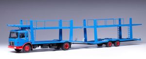 IXOTTRX034 - Camion portes voitures avec remorque de couleur bleu - MAN 4x2 1970