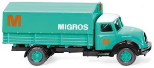 WIK042602 - Camion porteur plateau bâché - MAGIRUS Sirius aux couleurs  MIGROS