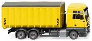 Camion porteur avec container déposable MAN TGX Euro 6 de couleur jaune