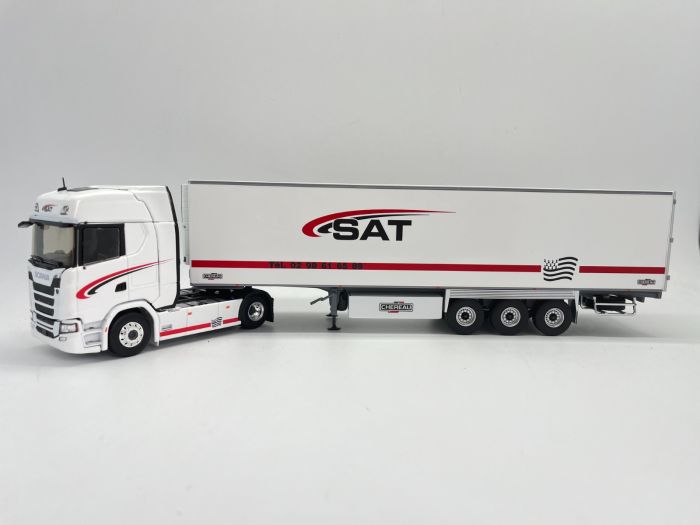 Camion Scania Avec Remorque Porte-voitures Personnalisé – Modèle 1:43 En Métal, Années 70, Rouge