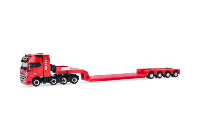 Camion VOLVO FH EMEK 1/25 Avec Pelleteuse LANNEN - Noir, Porte-engin 3 Essieux