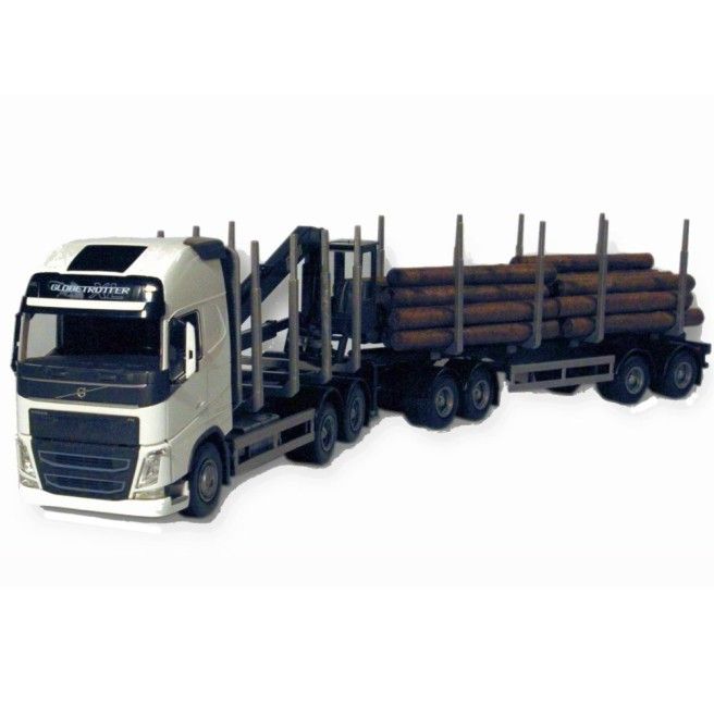 Camion LION CAR Volvo FH12 1:50 Avec Remorque Bûches Bois - R.G. Prinse