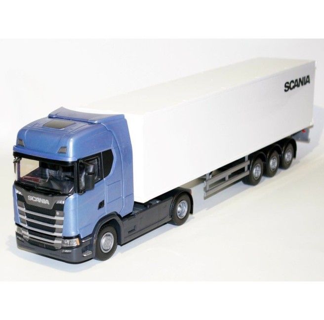 Camion EMEK 1/25 - Scania G500 6x4 + Porte-engin Bleu 3 Essieux - Scania S6 - Neuf